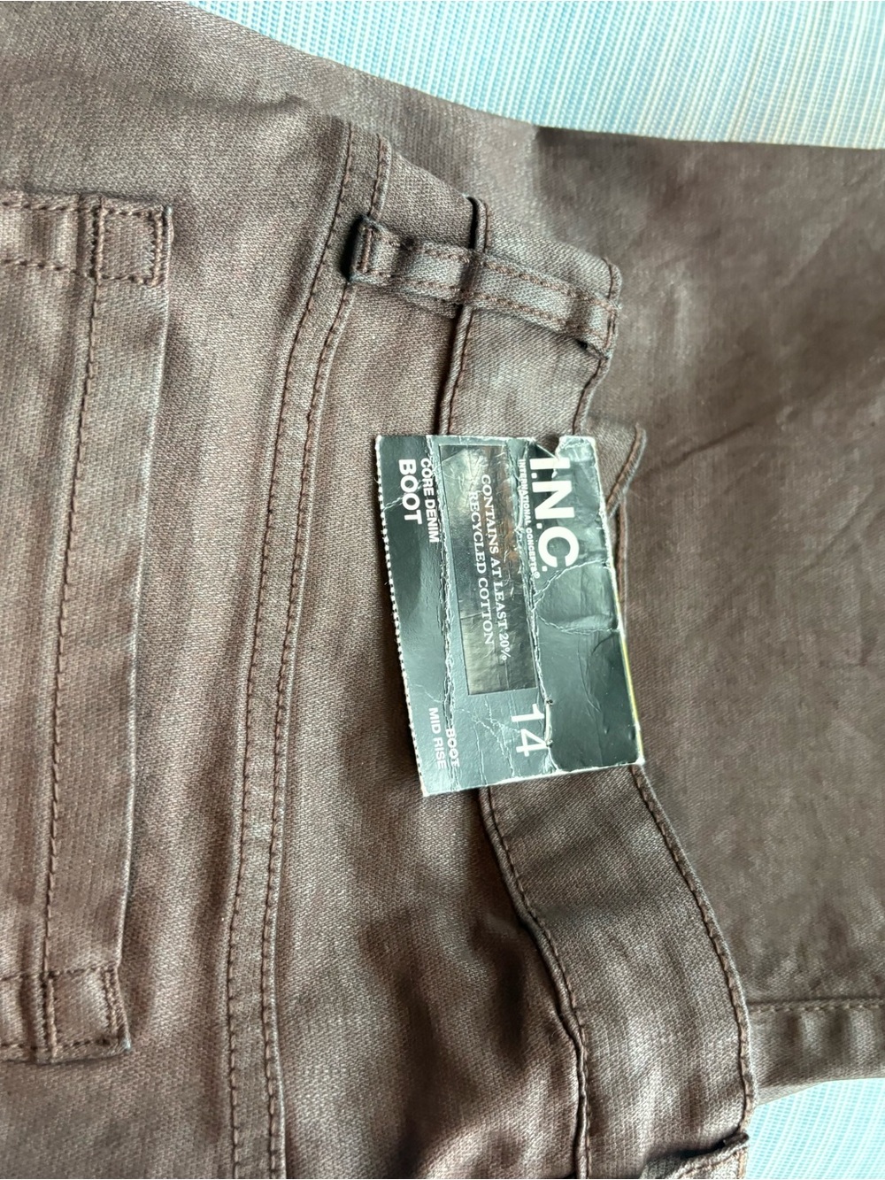 INC International Concepts midrise, chicory, coffee Brown Bootcut Chinos NWT 14